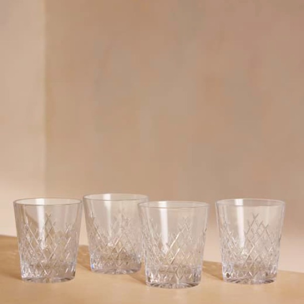 Soho Home Barwell Cut Crystal Rocks Glass, Set of Four
